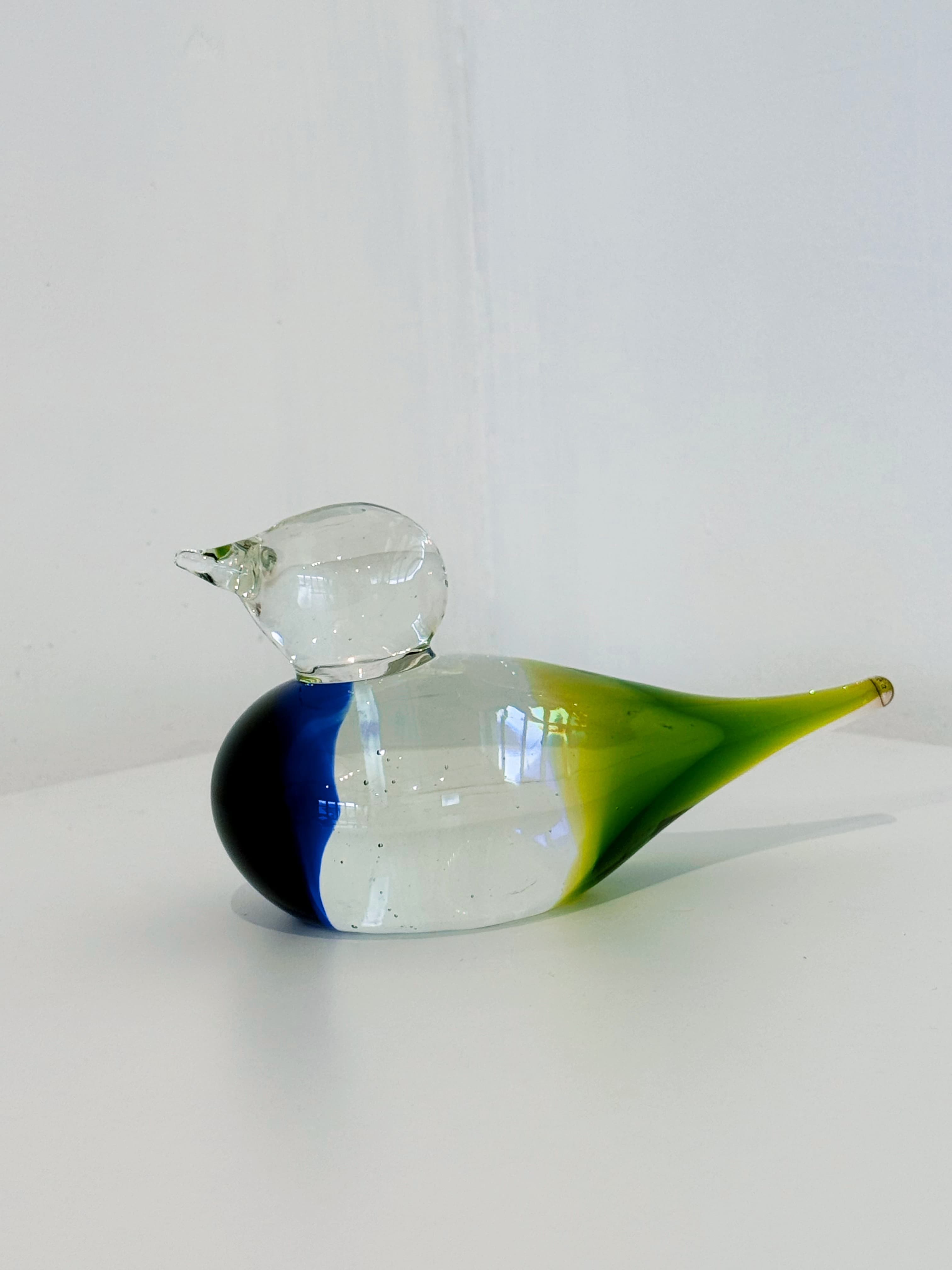 Sapphire & Lime Clear Hand-Crafted Glass Duck Figurine