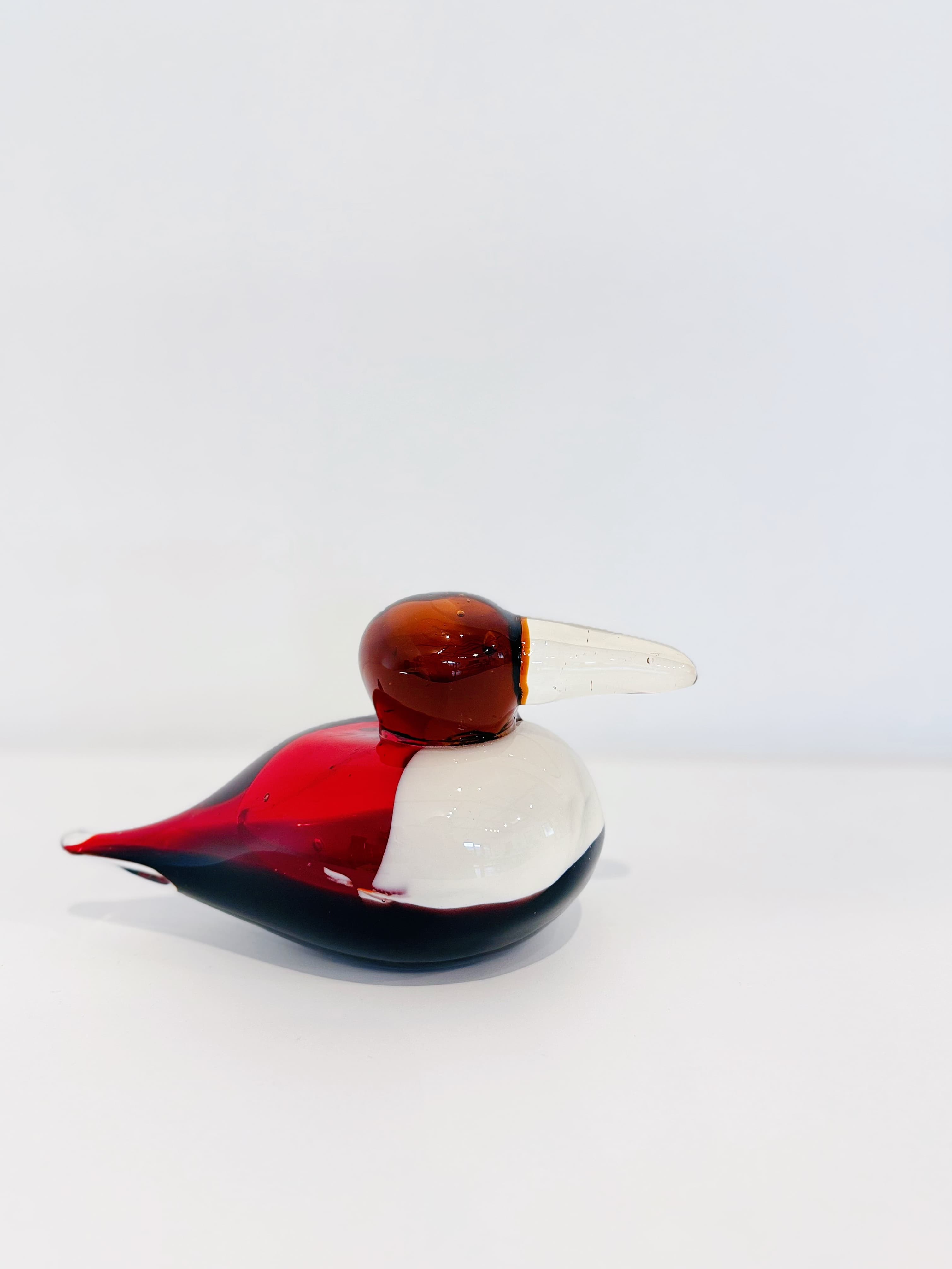 Red-Brown Sommerso Hand-Sculpted Art Glass Duck