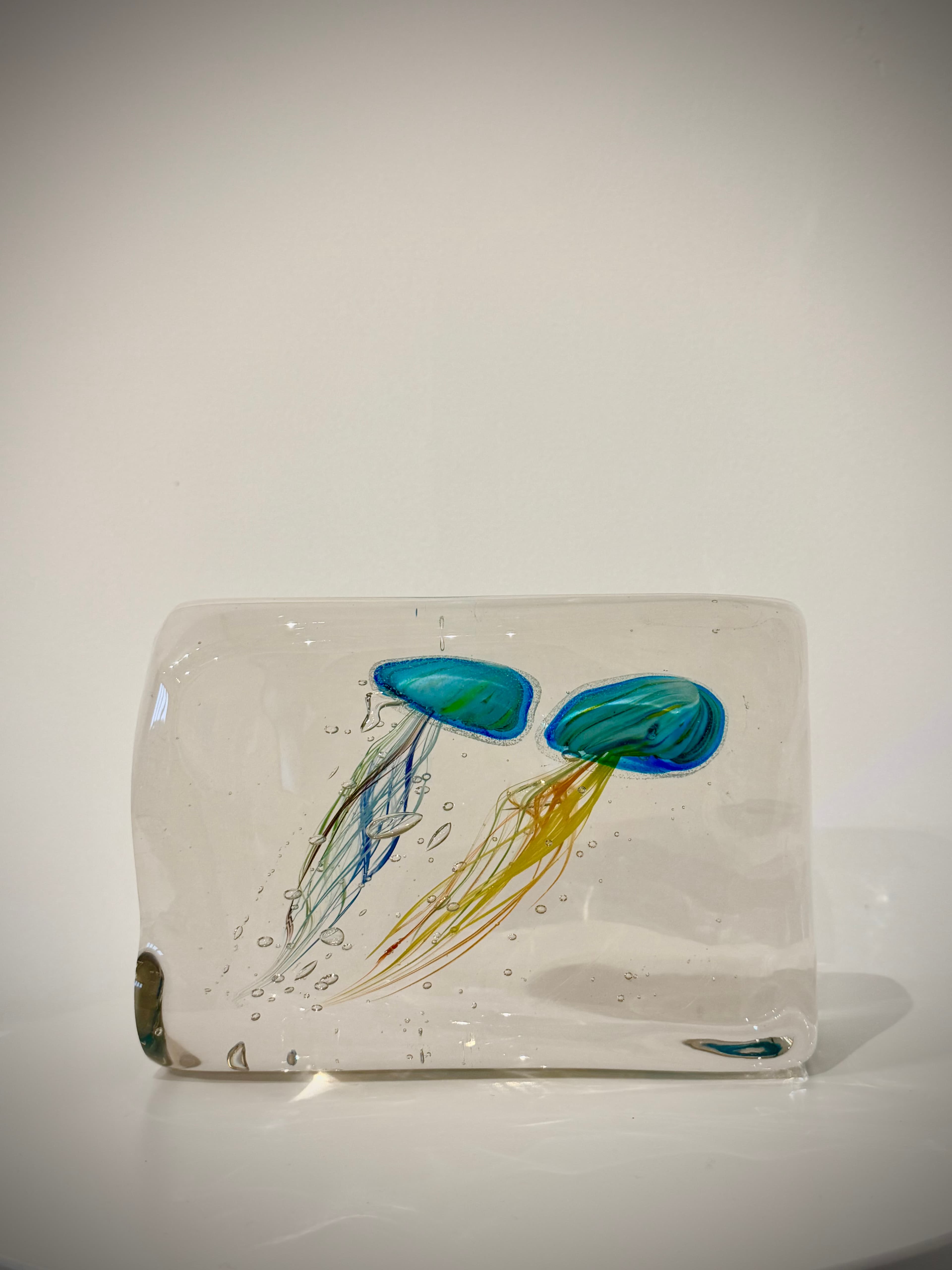 Twin Jellyfish Hand-Crafted Art Glass Sculpture