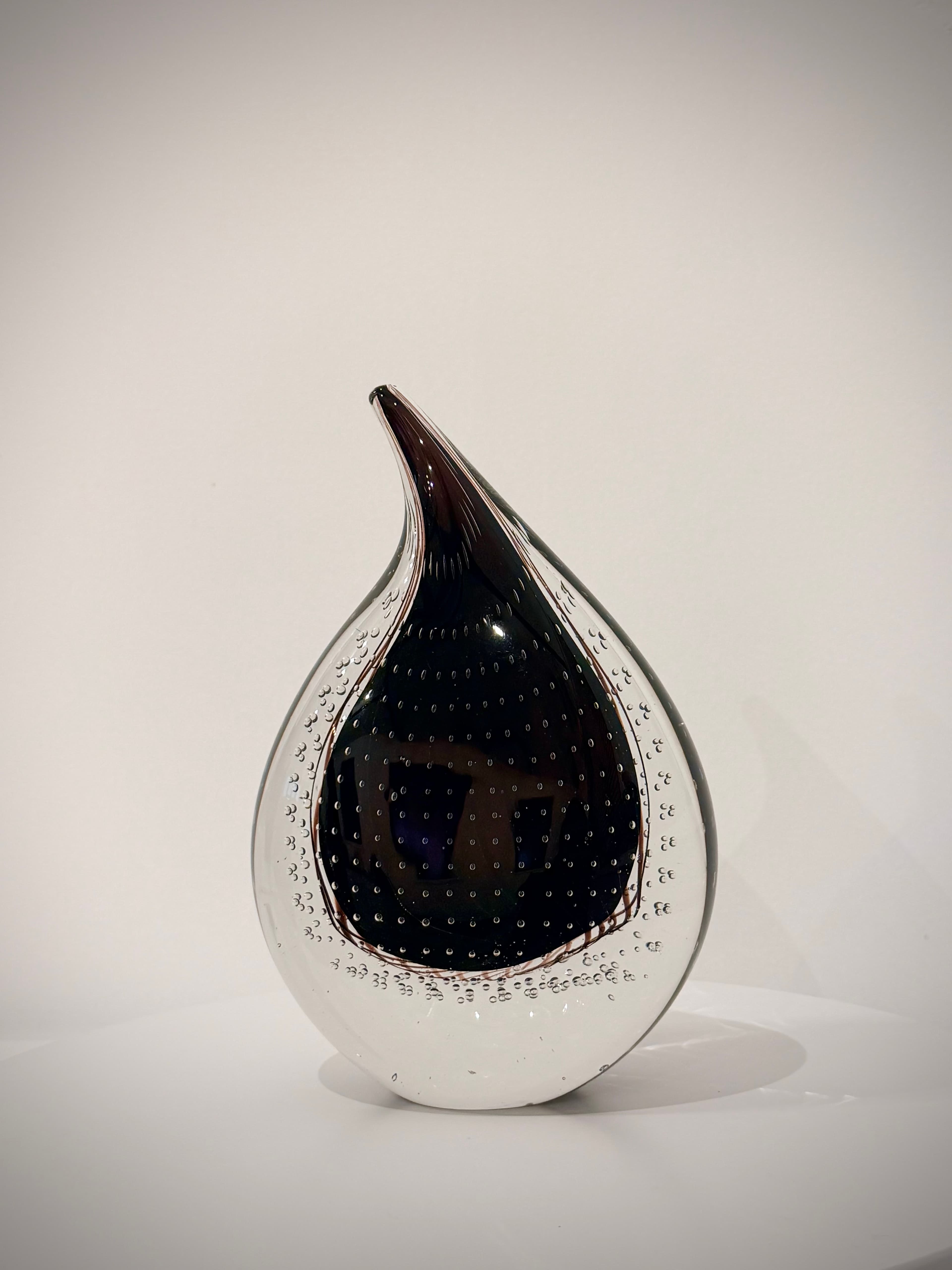 Midnight Teardrop Hand-Crafted Art Glass Sculpture
