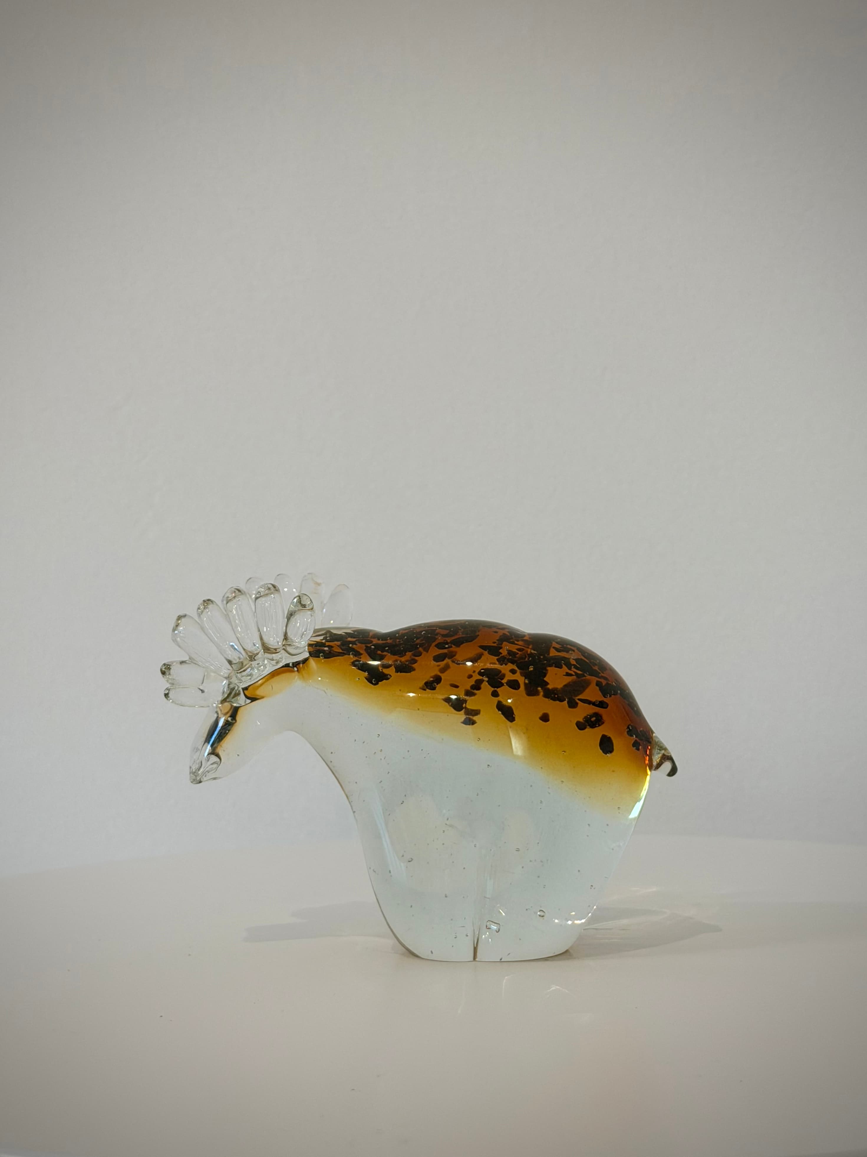 Amber and Clear Moose Hand-Crafted Art Glass Sculpture