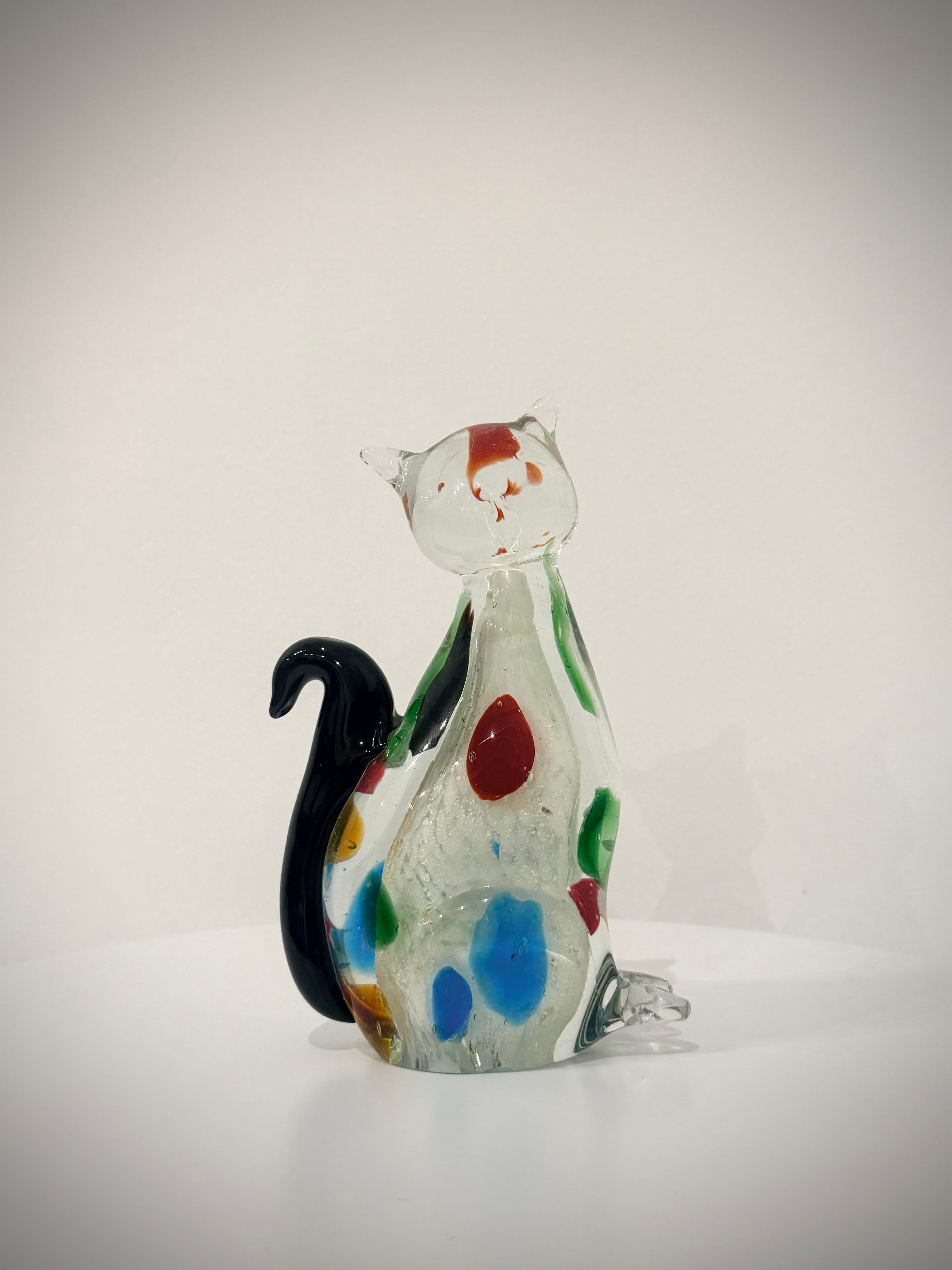 Multicolour Spotted Cat Hand-Crafted Art Glass Sculpture